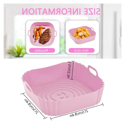 Produktbild von 2 Stück Silikoneinsätze für Heißluftfritteusen, Wiederverwendbares Zubehör, Silikon Backform für Mikrowelle