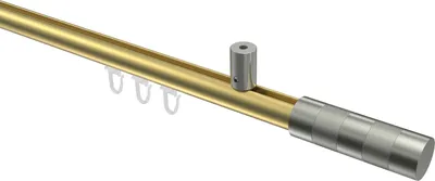 Produktbild von Interdeco Innenlaufstange / Gardinenstange mit Innenlauf Messing-Optik / Edelstahl-Optik, Typ Sonius Mavell (Zylinder Bicolor) Deckenmontage, 20 mm Ø 1-läufig, 100 cm