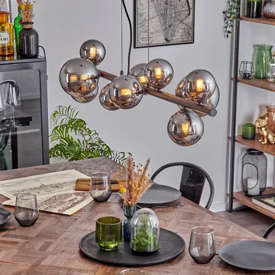 Produktbild von Isorella Hängelampe aus Metall/Glas in Schwarz/Chrom-/Rauchfarben