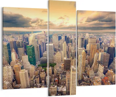 Produktbild von Bild auf Leinwand - Leinwandbild - Stadt Wolkenkratzer Amerika Innenstadt - 95x80cm - Wand Bild - Wanddeko - Leinwanddruck - Bilder - Kunstdruck - Leinwand bilder - Wandkunst - CB95x80-2638