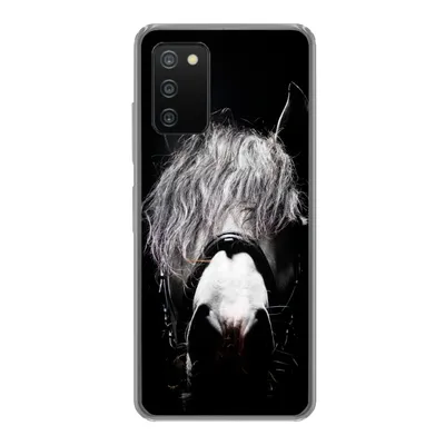 Produktbild von MuchoWow® Handyhülle Schutzhülle Hülle für Samsung Galaxy A03s Pferd - Porträt - Schwarz - Weiß Silikon Softcase Handy Hülle - Schutz