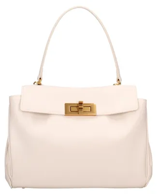 Produktbild von Lux Dames Handtasche, echtes Leder, mit goldfarbener Verschlussleiste, hergestellt in Italien
