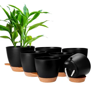 Produktbild von Set von 7 Pflanzenübertöpfen - Selbstbewässernd mit Abflusslöchern, 20,3 cm bis 12,7 cm