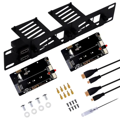 Produktbild von 10 Zoll Rack Mount für Raspberry Pi mit PCIe zu M.2 NVMe Adaptern