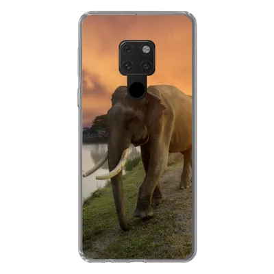 Produktbild von MuchoWow® Handyhülle Schutzhülle Hülle für Huawei P40 Lite Elefant - Wasser - Tiere - Sonnenuntergang - Natur Silikon Softcase Handy Hülle - Handy