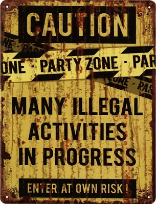 Immagine prodotto di Cartello decorativo di latta Moritz Caution Party Zone idea regalo in metallo design vintage per decorazione