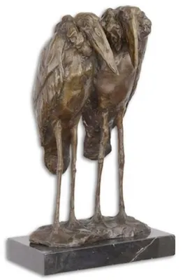 Produktbild von Casa Padrino Luxus Bronze Skulptur Marabu Störche Bronze / Schwarz 21,2 x 16,7 x H. 35,8 cm - Bronzefigur mit Marmorsockel - Dekofigur