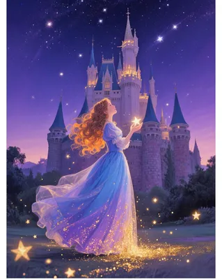 Diamond Painting 40 x 50 cm, Prinzessin und Schloss, märchenhaftes Motiv