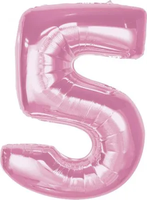 Zdjęcie produktu dla Balon foliowy cyfra 5 jasnoróżowy 92 cm