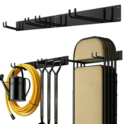 Image de Solidchoice - 2 supports métalliques pour outils de jardin, avec crochets