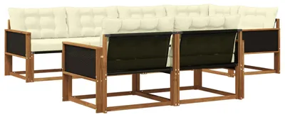 Produktbild von vidaXL Outdoor-Sofagarnitur mit Kissen 7 pcs Natur und Creme