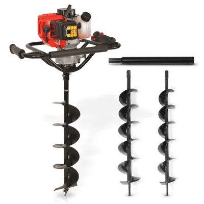 Produktbild von HECHT 52 Erdbohrer 4er Set mit 100mm 150mm 200mm Bohrer | 340 mm Verlängerung | 2,4 PS | 9500 U/min