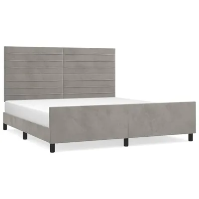 Produktbild von vidaXL Bettgestell mit Kopfteil Hellgrau 180x200 cm Samt