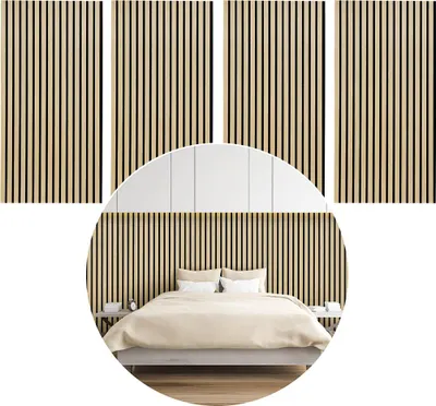 Obrázok produktu pre Akustický panel, nástenný panel, 120x60 cm, prírodné drevo, filcová MDF, zvuková izolácia, 1 kus