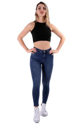 Produktbild von High Waist Skinny Jeans Marineblau 28