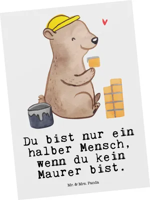 Produktbild von Mr. & Mrs. Panda Postkarte Maurer Herz - Weiß - Geschenk, Lustig, Ansichtskarten, Handwerker, Postkarten, Ansichtskarte, Grußkarte, Spruch, Fotokarte