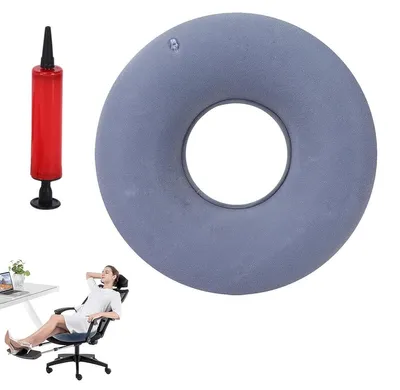 Produktbild von Aufblasbares Sitzkissen mit Pumpe, orthopädisches Rundkissen, Sitzring zur Druckentlastung des Steißbeins, zur Druckentlastung des Körpers (grau)