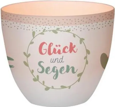 Image de LichterZeit \Bonheur et bénédiction\" Photophore en porcelaine"