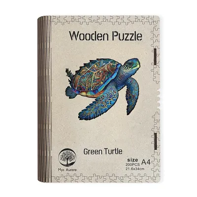 Produktbild von Holzpuzzle Grüne Schildkröte A4