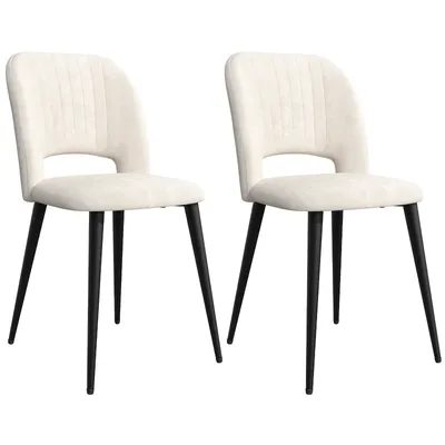 Produktbild von 2er Set Esszimmerstuhl Küchenstuhl Polsterstuhl mit Rückenlehne, Sitzbezug aus Samt,Metallbeinen,für Küche/Wohnzimmer 48x45x85cm BEIGE