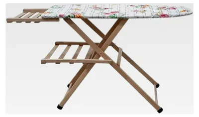 Produktbild von Bügelbrett aus Holz mit Dampfbügeleisenhalter Mara Natur