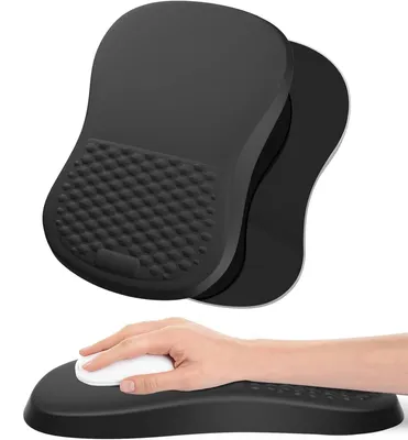 Produktbild von Ergonomisches Mauspad mit Handgelenkauflage | Mauspad aus Memory-Schaum mit Gelkissen | Rutschfeste PolyurethanUnterseite | Handgelenkauflage zur Schmerzlinderung | Für Büro, Gaming, Laptop, PC (schwarz)