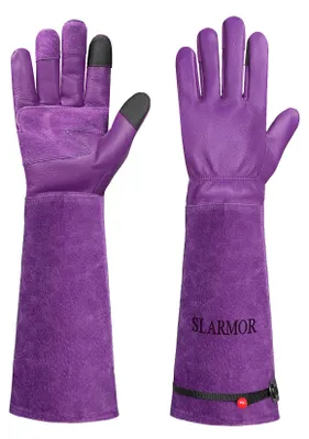 Image de Gants de jardin en cuir, résistants aux épines, longs gants de travail en cuir de bovin, pour le jardin