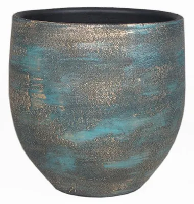 Produktbild von Floran Pflanzentopf - blau / gold - Keramik - 14 cm