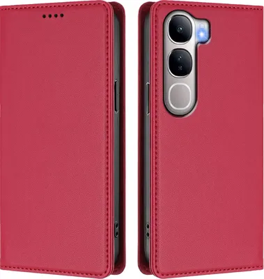 Immagine prodotto di Custodia in pelle per Vivo Y300, custodia a libro magnetica in Finto cuoio con supporto, rosso