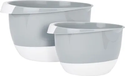 Image de Excellent Houseware, ensemble de deux saladiers/bols de service en polypropylène, 2 et 3,5 l, gris.
