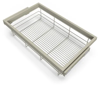 Zdjęcie produktu dla Emuca Komplet kosz druciany i rama przesuwna z miękkim zamknięciem do szafy, regulowany, moduł 800 mm, Kamiennoszary
