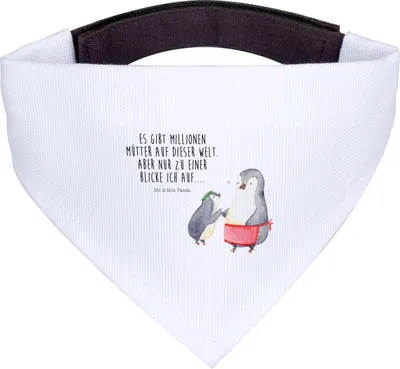 Produktbild von Mr. & Mrs. Panda Hundehalstuch Pinguin mit Kind - Weiß - Geschenk, Familie, Halstuch Für Hunde, Dreieckstuch, Tuch, Muttertag, Mom, Mutter, Vorbild Mama, Hund