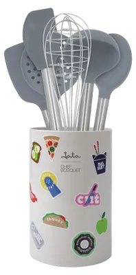 Küchenhelfer-Set, 6-teilig, Silikon/Edelstahl, antihaftbeschichtet, BPA-frei