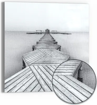 Produktbild von DEQORI Hybrid Leinwand Bild 30x30 cm 'Nebelweg zur Stille' Wandbild Glas flach modern