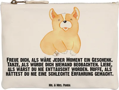 Produktbild von Mr. & Mrs. Panda Federmappe Corgie Grösse XL Große - Weiß - Geschenk, Mäppchen, Sprüche, Lebensfreude, Corgi, Hund, Kosmetiktasche, Lebensfroh, Baumwollbeutel, Etui