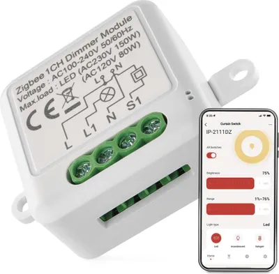Produktbild von EMOS GoSmart Dimmer-Modul / Zigbee mit App, dimmbarer Unterputz Dimmschalter zur Fernsteuerung, Sprachsteuerung, für Einzelschalter, H5107