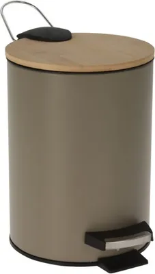Immagine prodotto di Cestino per rifiuti Bathroom Solutions, polipropilene/bambù, 17x24 cm, 3 l, grigio