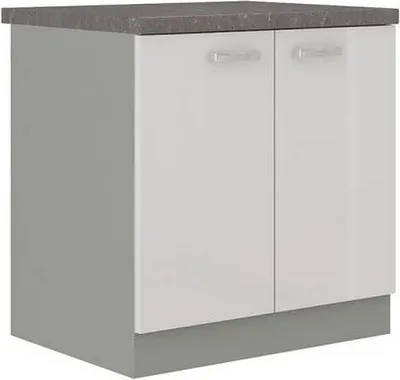 Immagine prodotto di Mobile cucina inferiore a due ante 80 cm GENJI - grigio / bianco lucido