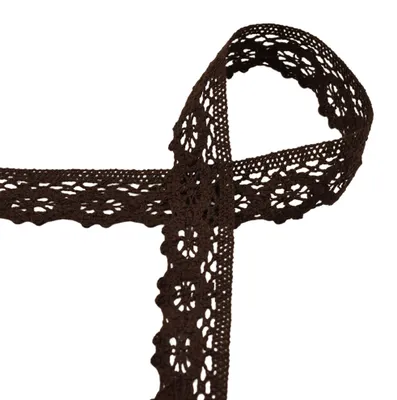 Baumwoll-Spitze 3 m x 30 mm Zierband Klöppeloptik Häkelborte Klöppelspitze Dekospitze dunkelbraun