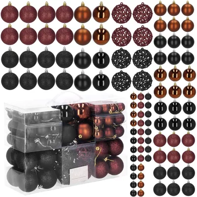 Produktbild von Springos® 100 Stück Weihnachtskugeln Schwarz Braun Baumschmuck Weihnachtsdeko Weihnachtskugeln Set Stilvolle Baumschmuck-Deko