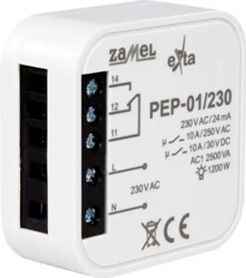 Zdjęcie produktu dla Przekaźnik elektromagnetyczny podtynkowy 10A 230V AC PEP-01/230 Exta Zamel