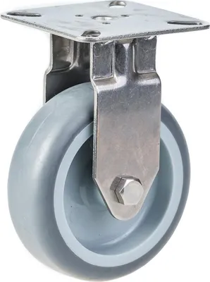 Produktbild von 75mm 3" Edelstahlrollen grau Gummi, feststehend, 60kg