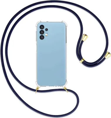 Produktbild von Handykette Backcover-Schutzhülle mit Band (Metall goldfarben) für Samsung Galaxy A13 4G - dunkelblau