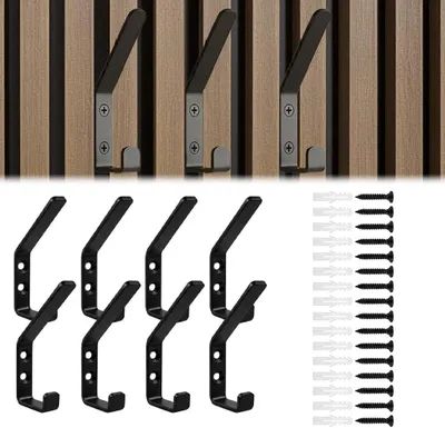 Imagen del producto de Ganchos de pared metálicos, color , 8 unidades, con doble gancho, para baño y dormitorio