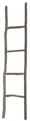 Zdjęcie produktu dla Dekoracyjna drewniana drabina w stylu rustykalnym Casa Padrino w naturalnych kolorach 37 x 4 x wys. 160 cm - Ręcznie wykonana drabina z 4 szczeblami