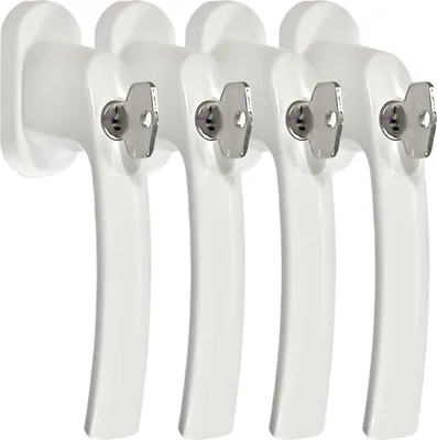 Produktbild von Fenstergriff Set FG 7 Weiss abschließbar 4 Stück Rasterolive Fensterbeschlag Fenstergriffe
