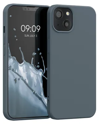 Produktbild von kwmobile Hülle kompatibel mit Apple iPhone 13 Hülle - gummierte TPU Silikon Handyhülle - Schutzhülle für kabelloses Laden - Case in Dunkler Schiefer