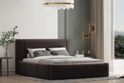 Produktbild von Polsterbett OLAF -OM 160 x 200 mit Bettkasten. Farbe: Dunkelbraun