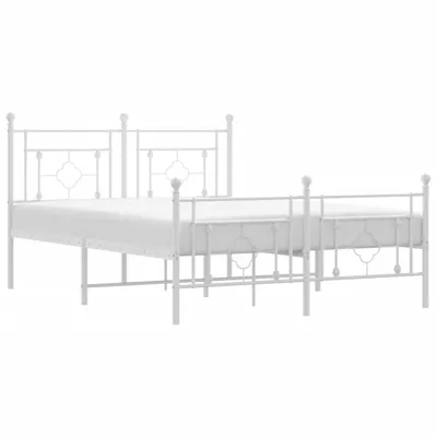 Productafbeelding van vidaXL Bedframe met hoofdeinde en voeteneinde, metaal, wit, 135x190 cm