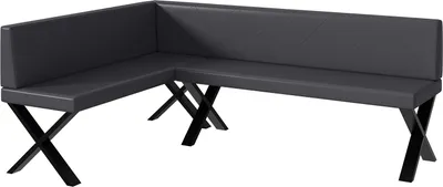 Produktbild von MEBLINI Eckbank für Esszimmer - Küchenbank - Essecke - Sitzecke Küche - ERIC - X-Beine 142x196x87cm Links - Grau Kunstleder